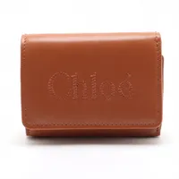 クロエ ロゴ レザー コンパクトウォレット ブラウン Ａランク