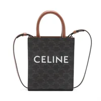 CELINE【セール】ミニバーティカルカバCELINEプリント★関税込み セリーヌ ミニバーティカルカバ 2WAYハンドバッグ 白×茶