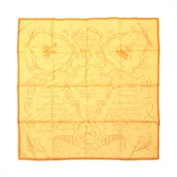 エルメス カレ90 L'ART D'ECRIRE 書の芸術 シルク スカーフ オレンジ ＡＢランク