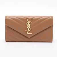 サンローランパリ YSLライン GUE372264 レザー 財布 ブラウン ＡＢランク