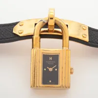 エルメス ケリーウォッチ GP×革 QZ 黒文字盤