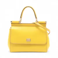 ドルチェ&ガッバーナ シシリー レザー 2WAYハンドバッグ イエロー ＡＢランク