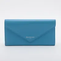 バレンシアガ ペーパー 499207 レザー 長財布 ブルー ＡＢランク
