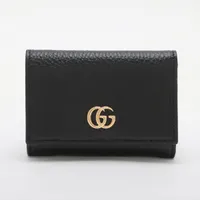 グッチ GGマーモント 644407 レザー コンパクトウォレット ブラック Ａランク