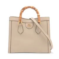 グッチ バンブー ダイアナ レザー 2WAYハンドバッグ ベージュ ＡＢランク