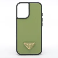 プラダ サフィアーノ トライアングルロゴ 1ZH149 レザー iPhoneケース グリーン ＡＢランク