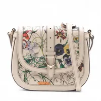 グッチ フローラ レザー ショルダーバッグ ホワイト ＡＢランク