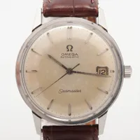 オメガ シーマスター SS×社外革 AT シルバー文字盤