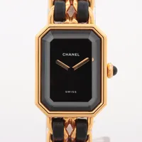 シャネル プルミエールM H0001 GP×革 QZ 黒文字盤