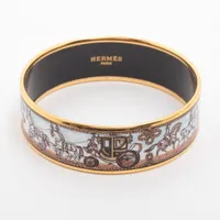 エルメス エマイユPM GP バングル ゴールド×グリーン ABランク