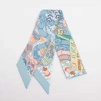 エルメス ツイリー SPLASH PARK スプラッシュパーク シルク スカーフ ブルー ＡＢランク