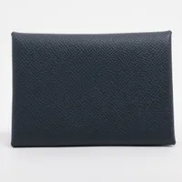 エルメス カルヴィ デュオ ヴォーエプソン ネイビー シルバー金具 Ａランク