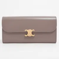 セリーヌ トリオンフ ラージウォレット レザー 財布 グレージュ ＡＢランク