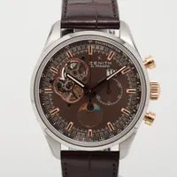 ゼニス エルプリメロ クロノマスター 51.2161.4047/75.C713 SS×革 AT ブラウン文字盤