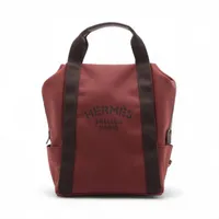 エルメス サックド パンサージュ グルーム バックパック キャンバス レッド シルバー金具