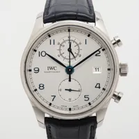 IWC ポルトギーゼ クロノグラフ クラシック IW390302 SS×革 AT シルバー文字盤 Ｂランク