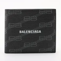 バレンシアガ BBモノグラム 594549 PVC コンパクトウォレット ブラック Ａランク