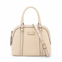 グッチ マイクログッチシマ レザー 2WAYハンドバッグ ベージュ Ｂランク