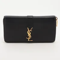 サンローランパリ YSLロゴ 414570 レザー ラウンドジップウォレット ブラック ＡＢランク