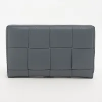 ボッテガヴェネタ イントレチャート カセット レザー ラウンドジップウォレット グレー ＡＢランク