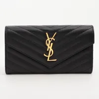 サンローランパリ YSLライン Vステッチ GNC372264 レザー 財布 ブラック ＡＢランク