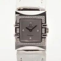 オメガ コンステレーション 1528.36 SS×社外革 QZ シルバー文字盤