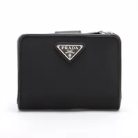 プラダ テスート 1ML018 ナイロン×レザー 財布 ブラック Ａランク