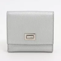 フェンディ セレリア ピーカブー 8M0438 レザー コンパクトウォレット シルバー ＡＢランク