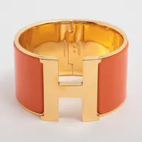 エルメス クリッククラックHバングルTGM GP×エナメル バングル ゴールド×オレンジ ＡＢランク
