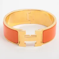 エルメス クリッククラックHバングル ラージ GP×エナメル バングル ゴールド×オレンジ ＡＢランク