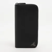 プラダ サフィアーノメタル 2ML317 レザー ラウンドジップウォレット ブラック ＡＢランク