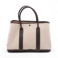 エルメス ガーデンパーティ36 PM トワルアッシュ ベージュ シルバー金具 ＡＢランク