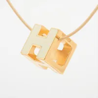 エルメス カージュドアッシュ Hキューブ GP ネックレス アイボリー×ゴールド ＡＢランク
