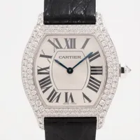 カルティエ トーチュSM WA504931 WG×革 手巻き シルバー文字盤