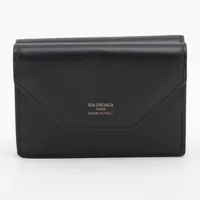 バレンシアガ エンベロープ ミニウォレット 736730 レザー コンパクトウォレット ブラック Ａランク