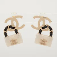 CHANEL ココマーク ピアス 15B ラインストーン 両耳 シャネルラインストーンシルバーピアスココマーク