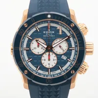 エドックス クロノオフショア 10221 SS×ラバー QZ 青文字盤