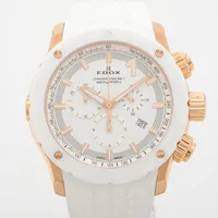 エドックス クロノオフショア 10221 SS×ラバー QZ 白文字盤