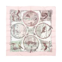 エルメス カレ90 Les Quatre Saisons 四季 シルク スカーフ ピンク ＡＢランク