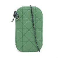 クリスチャンディオール カナージュ フォンホルダー レザー 2WAYショルダーバッグ グリーン ＡＢランク