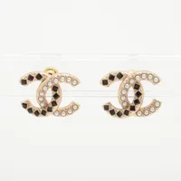 CHANEL ココマーク ピアス【ランク：AB】 シャネル ココマーク ラインストーン ピアス ゴールド AB