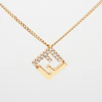 フェンディ フォーエバーフェンディ GP×ラインストーン ネックレス ゴールド Ａランク