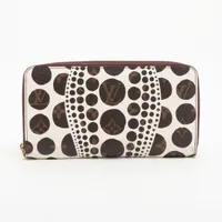 ヴィトン×草間彌生 モノグラムパンプキンドット ジッピーウォレット M60447 PVC×レザー ラウンドジップウォレット ブラウン