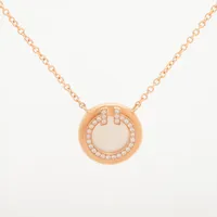 ティファニー T TWO サークル カーネリアン ダイヤ ネックレス 750(YG