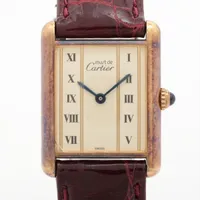 カルティエ マストタンク W1002653 925×社外革 QZ アイボリー文字盤