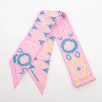 エルメス ツイリー KELLY EN PERLES ケリーアンペルル シルク スカーフ ピンク Ａランク