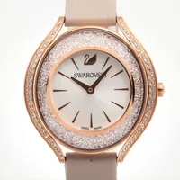 スワロフスキー SS×革 QZ シルバー文字盤