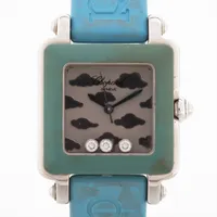 ショパール ビーハッピー 27/8896-404 SS×ラバー QZ シルバー文字盤