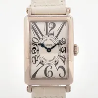 フランクミュラー ロングアイランド 902QZ WG×革 QZ シルバー文字盤