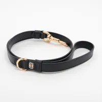 グッチ 692949 GP×革 ペット用品 リード ブラック×ゴールド